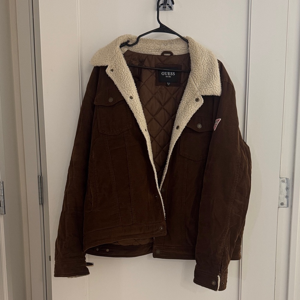 GUESS Men's Chocolate Sherpa Jacket